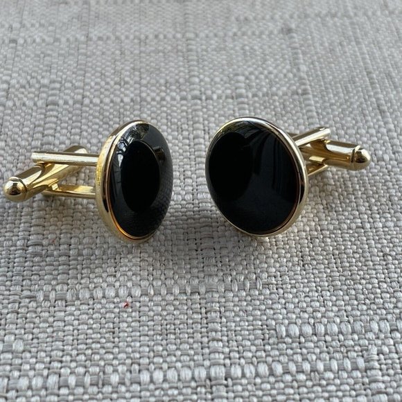 Men Shirt Cufflinks Gold/Black Tone Fashion Men Jewelry Cuff Links - Picture 3 of 10